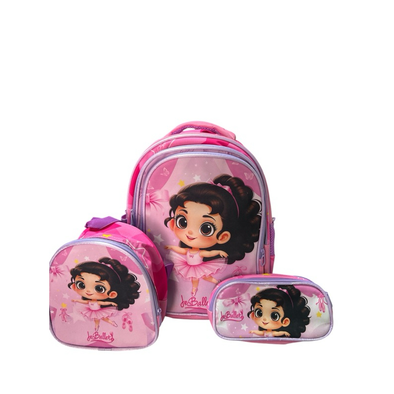 Kit Mochila Infantil BAILARINA de costas com Lancheira térmica e Estojo em Oferta na Shopee