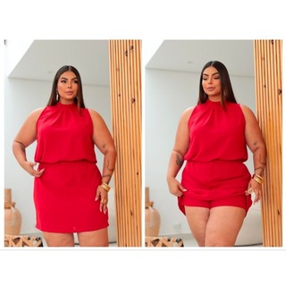Conjunto Feminino Short Saia E Blusa Gola Alta Plus Size