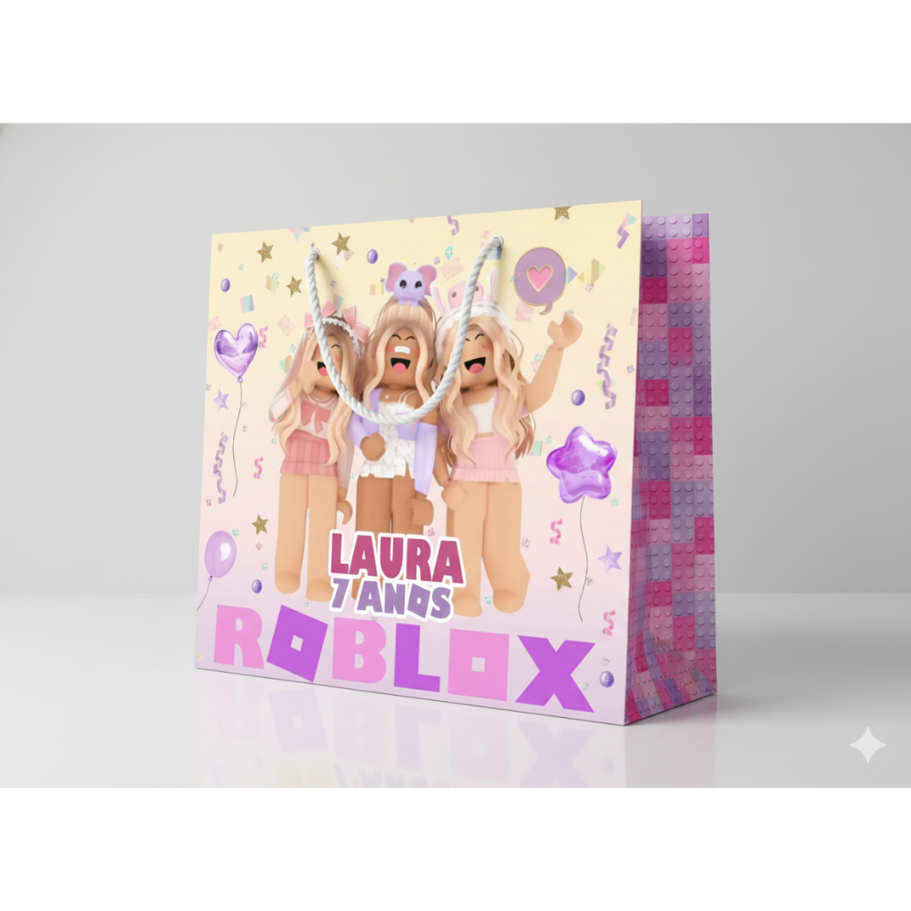 Kit Sacolas Personalizadas | Roblox Menina |  Festa Infantil