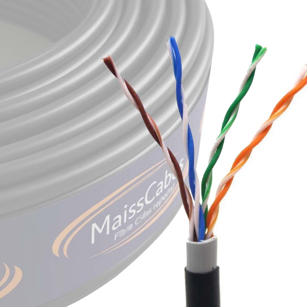 Cabo Cftv Blindado Externo 4 Pares Dupla Capa Cabo Rede p/ Camera de Segurança