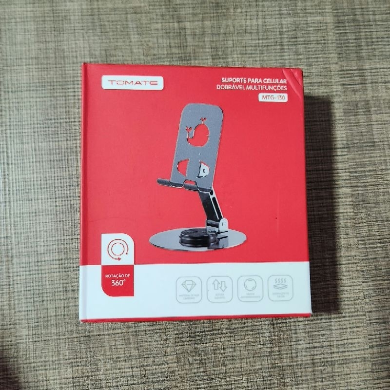 Suporte Para Celular de Mesa Tomate MTG-130 Dobrável Ajustável 360° Multifunções em Aço Portátil Universal