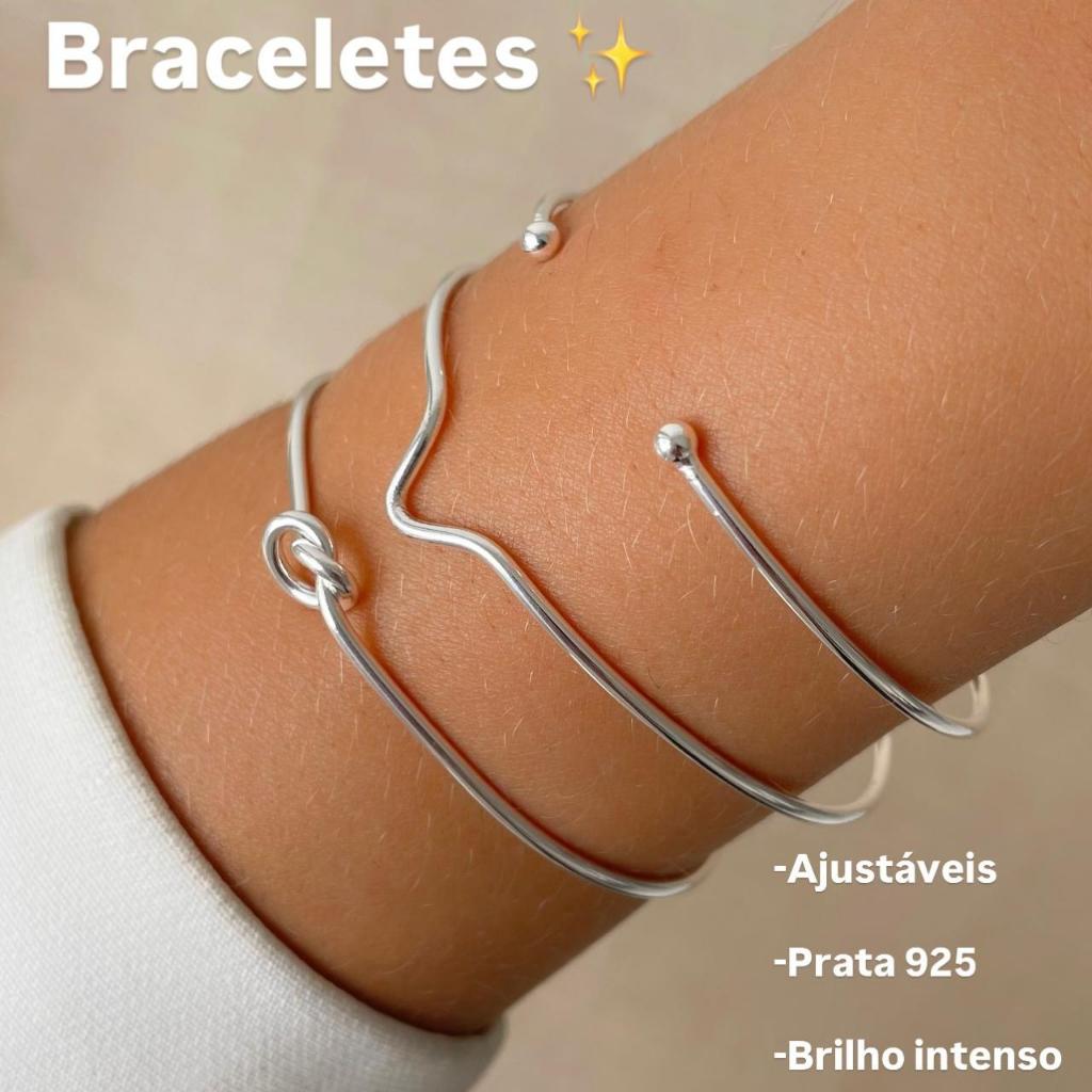 Kit Bracelete Pulseira Feminina Prata 925 Legítima Legítima Ajustável Delicado Minimalista Alto Padrão em Oferta na Shopee