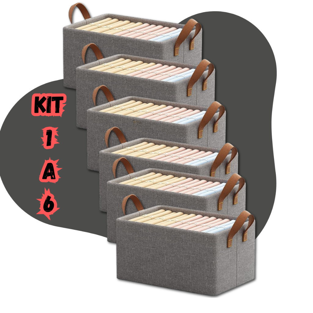 Kit 2 a 6 Caixas Organizadoras Resistentes dobravél Roupas e Gavetas Organizadas
