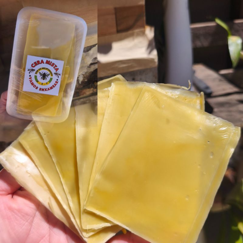 Cera Mista Laminada para Abelhas Sem Ferrão | Jataí, Mandaçaia, Borá, Búgia | 100g, 200g e 300g