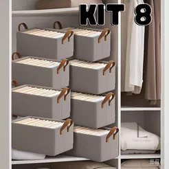 KIT 8 Cesto Organizador de Guarda Roupas Reforçado Com Ferro Caixa para Armazenar Multiuso Rígido