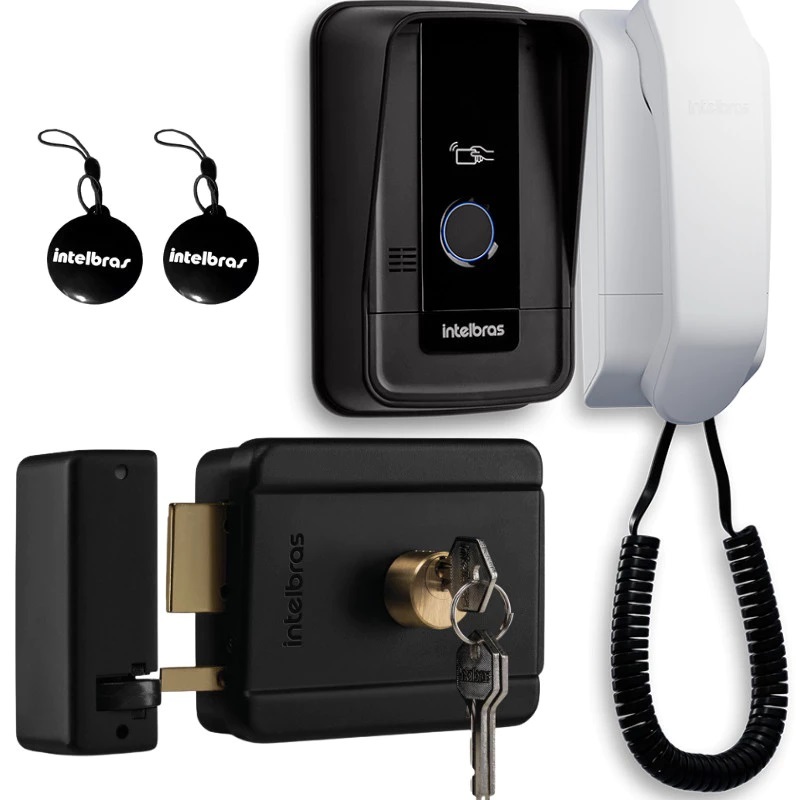 Kit 1 Porteiro Interfone Tag RFID IPR1010 ID e 1 Fechadura FX500 Intelbras