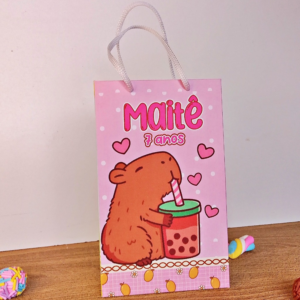 Sacolinha Personalizada Capivara –  Lembrancinhas para Festa Infantil Capivara