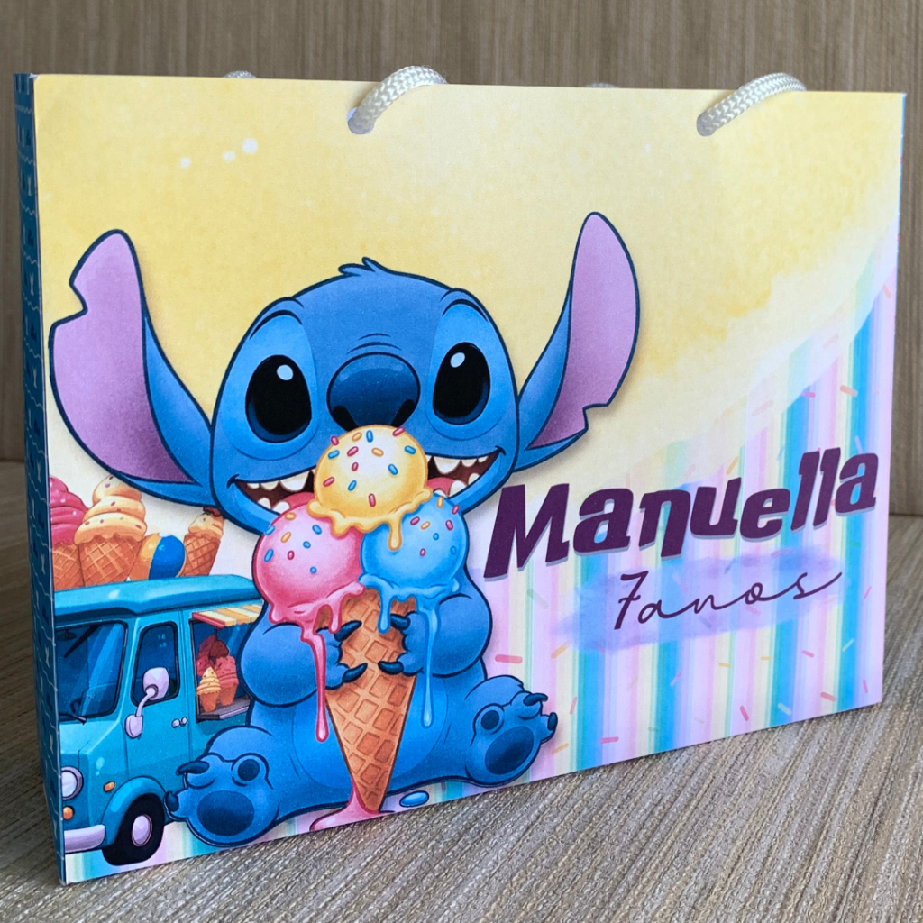 SACOLINHA PERSONALIZADA STICH SORVETE | PEGUE E MONTE | Surpresa | Lembrancinha | Mimos | Aniversário STITCH SORVETE |