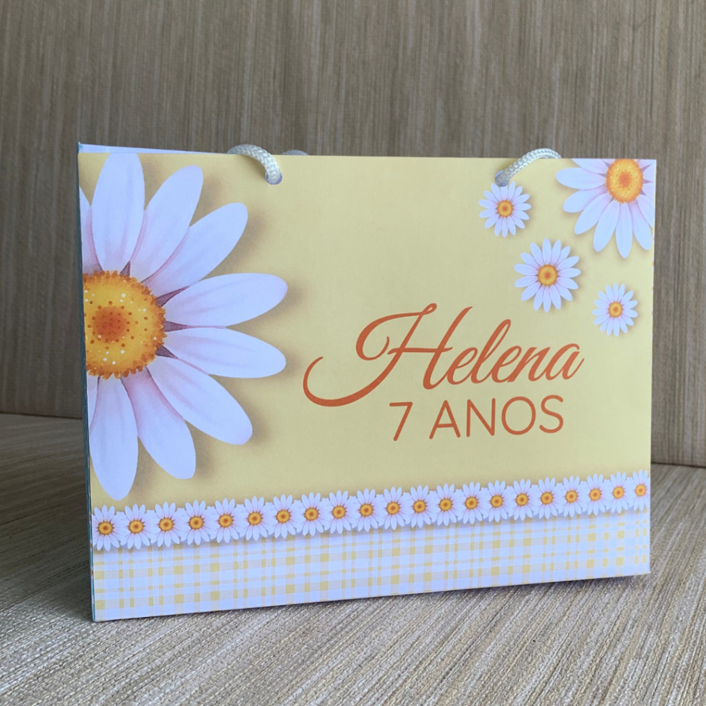 SACOLINHA PERSONALIZADA MARGARIDA AMARELA | PEGUE E MONTE | Surpresa | Lembrancinha | Mimos | Aniversário MARGARIDA AMA