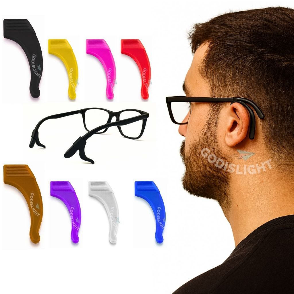 Gancho De Orelha 2/6/12/24 Un Flexível Preta Silicone Para Haste Óculos Anti Deslizante Confortável em Oferta na Shopee