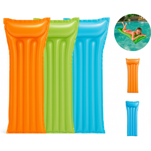 Colchão Boia Inflável Piscina Colors Liso 183x69cm Descanso Cabeça P/Piscina Verão