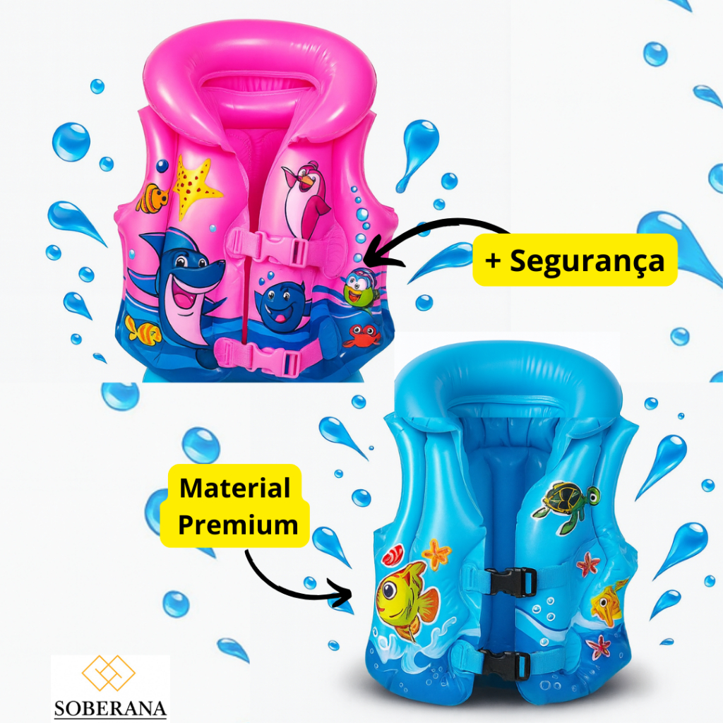 Boia Infantil Colete Inflável Brinquedo Piscina Praia Segurança Menino Menina Verão