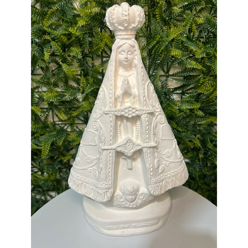Imagem Nossa Senhora Aparecida Bandeira 22cm - Gesso Cru n3 em Oferta na Shopee