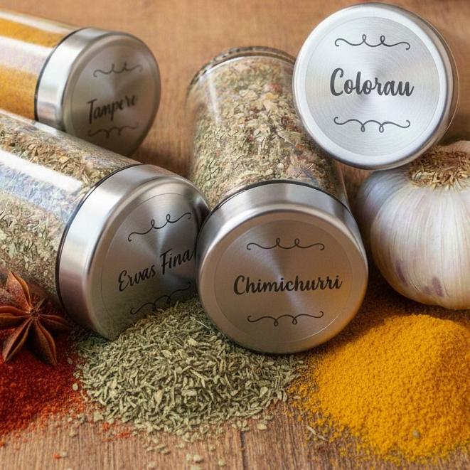 36 Etiquetas Adesiva para Potes de Condimentos Temperos Mantimentos 3,8x3,8cm