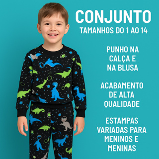 CONJUNTO DE FLEECE PELUCIADINHO DE INVERNO PIJAMA DE DORMIR QUENTINHO 1 AO 14 MENINOS E MENINAS em Oferta na Shopee
