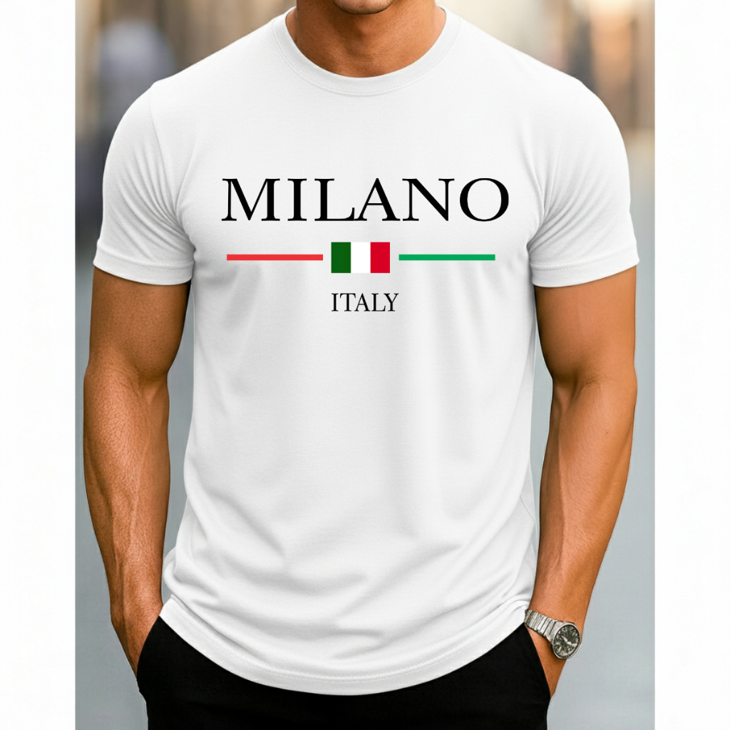 Camiseta Masculina 100% Algodão Premium Italy Milano Envio Imediato Promoção em Oferta na Shopee