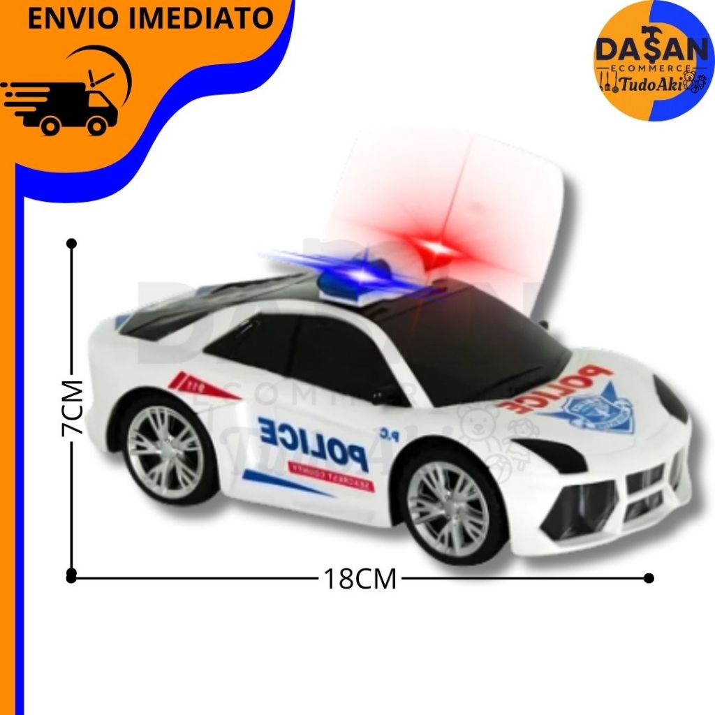Carro de Polícia Infantil – Sirene 3D, Luzes e Bate e Volta Divertido