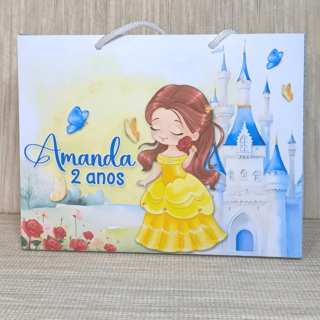 SACOLINHA PERSONALIZADA PRINCESA BELA CUTE | PEGUE E MONTE | Surpresa | Lembrancinha | Mimos | Aniversário PRINCESA CUTE