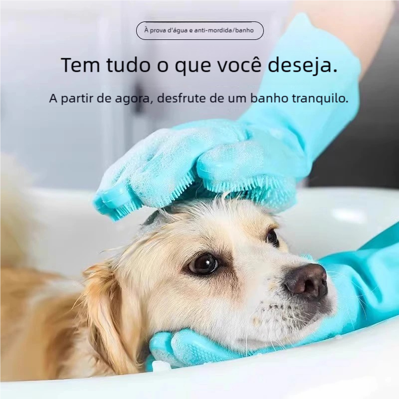 Luvas de Silicone Limpeza e Remoção de Pelos - Adequadas para Pets, Lavar Louça