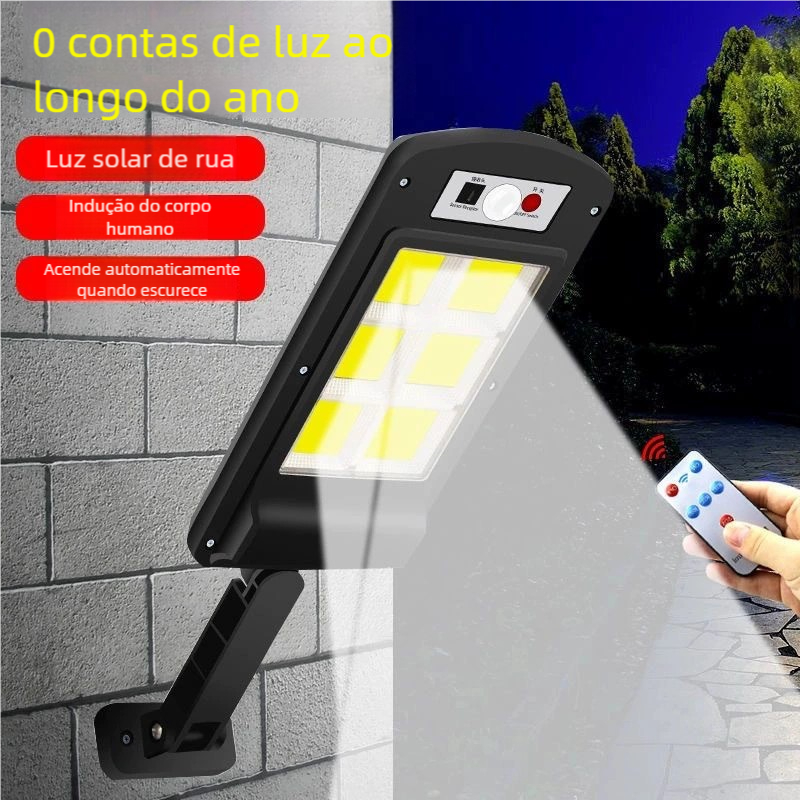 Poste de Rua Refletor Solar 200W - Luminária Prova d'Água com Sensor de Movimento e Controle em Oferta na Shopee