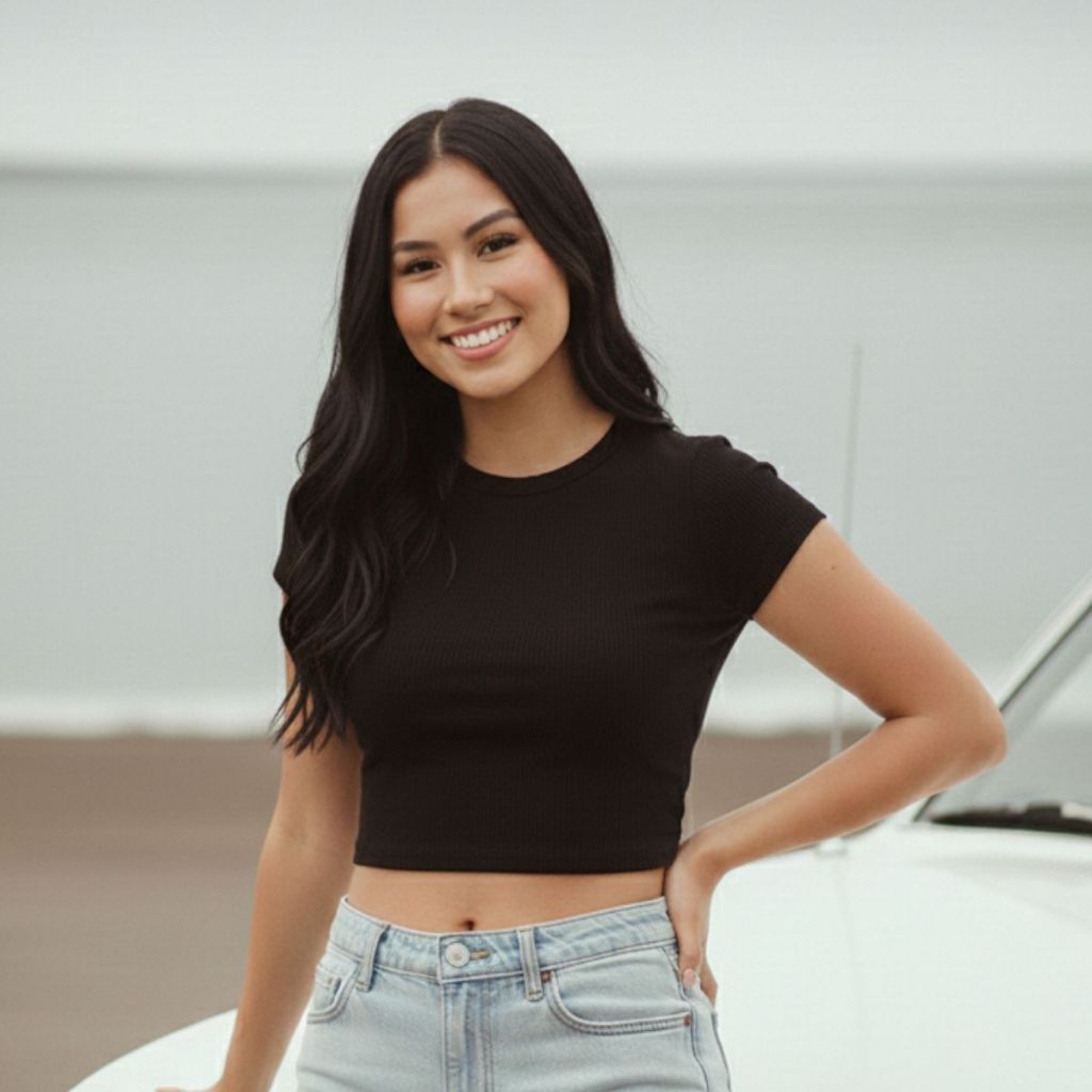 Top Blusinha Cropped Feminino Ribana Canelado Justo Manga Curta Estilo Gringa Básico e Confortável Moda Casual em Oferta na Shopee