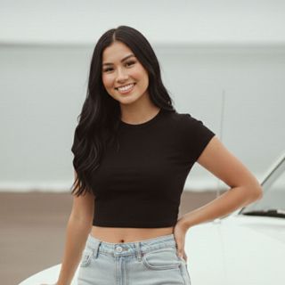 Top Blusinha Cropped Feminino Ribana Canelado Justo Manga Curta Estilo Gringa Básico e Confortável Moda Casual em Oferta na Shopee