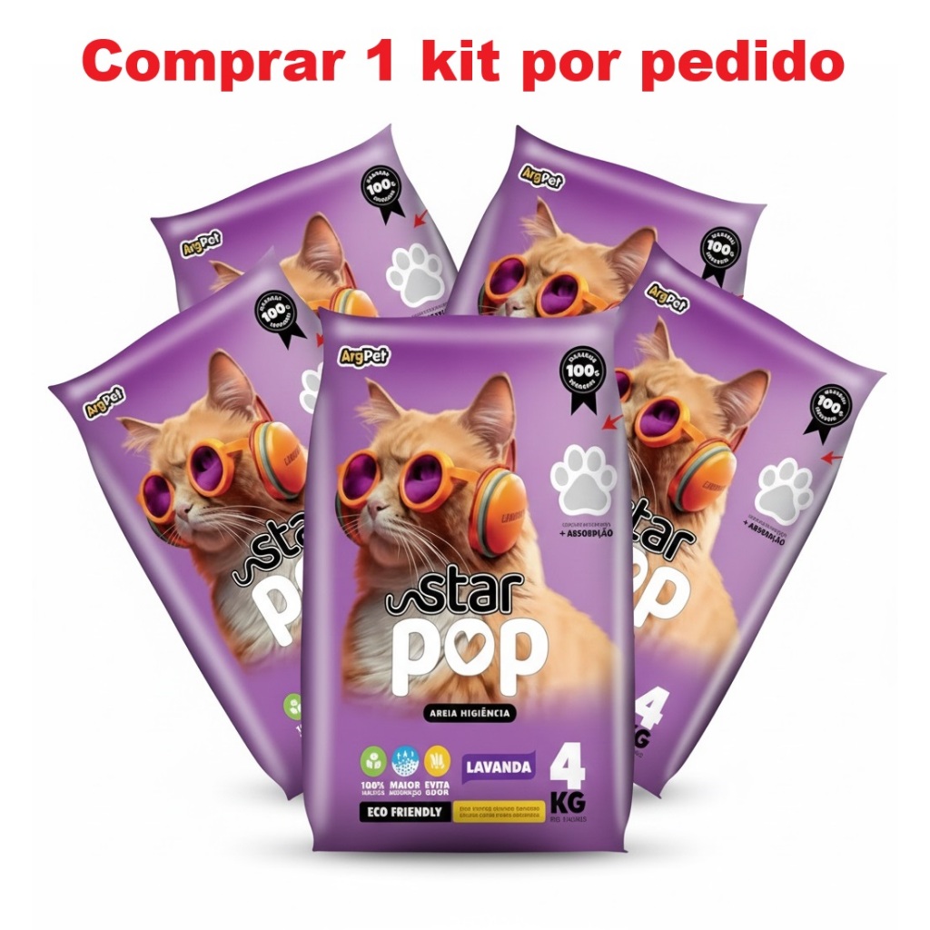 Areia Sanitária Gato Natural Argila Absorvente Ecológica (Antiodor) - Star Pop Lavanda - 20Kg em Oferta na Shopee