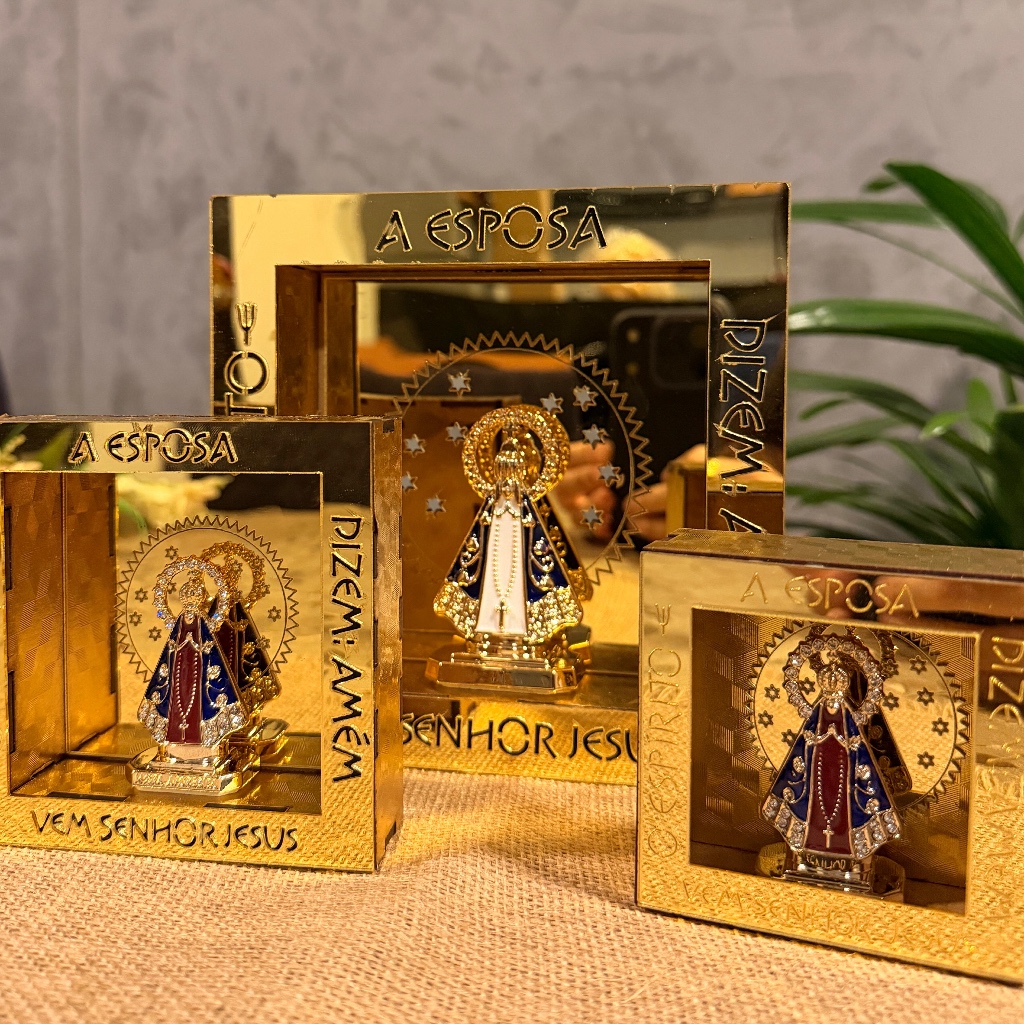 Nicho de nossa senhora aparecida decoração com imagem de metal mdf espelhado em Oferta na Shopee