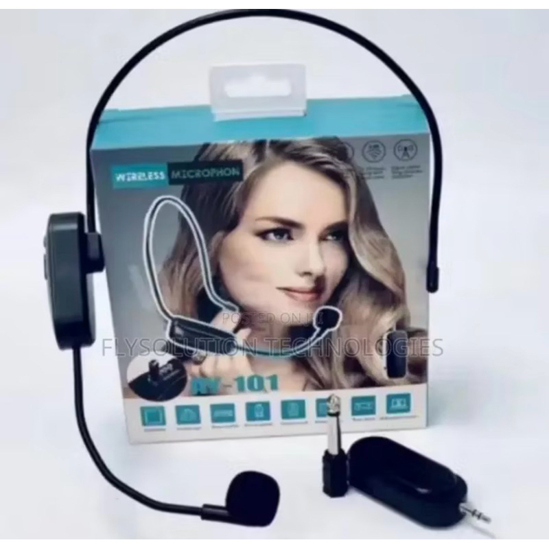 Microfone headset de cabeça Portátil UHF Sem Fio Profissional com Amplificador e Volume AY 101
