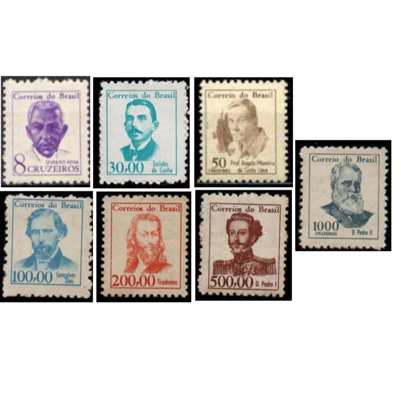 Série completa de 7 selos novos vultos célebres - rara - selos de carta- filatelia - cat.rhm519/525 em Oferta na Shopee