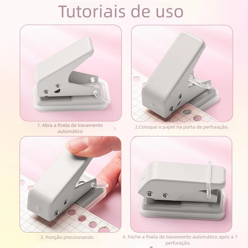 Perfurador Manual de Papel 6mm - Furo Redondo Mini para Estudantes! Papelaria e DIY, prático para folhas soltas