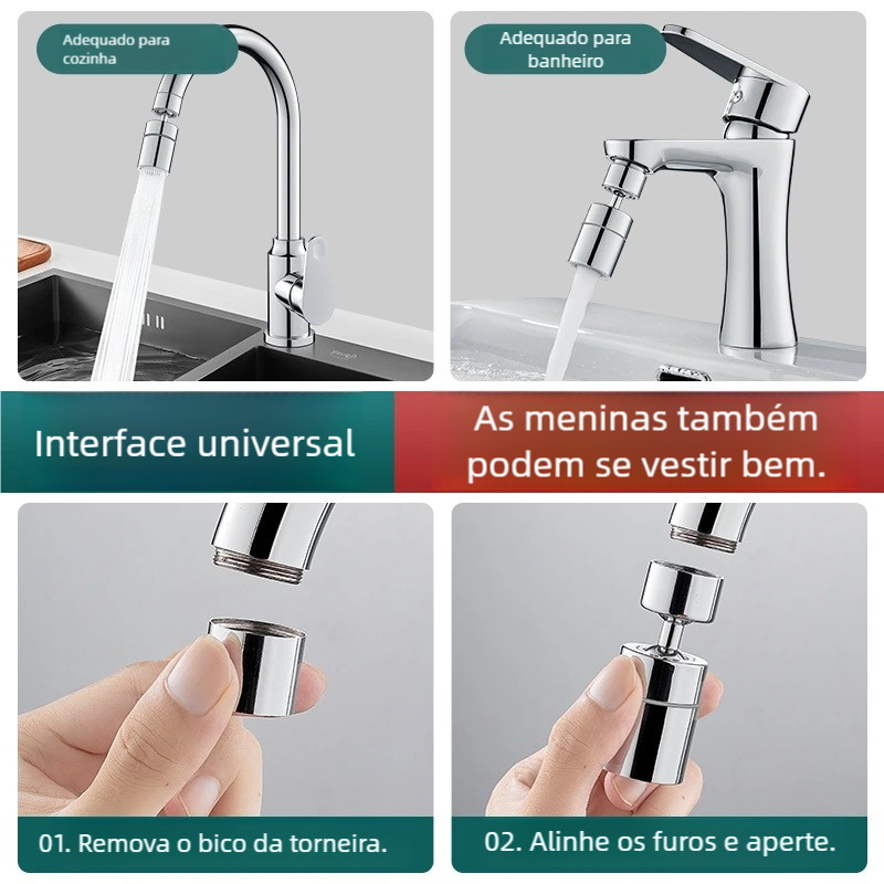 Aerador de Torneira Cozinha SUEBR - 2 Modos Jato, 360° Rotativo Bubbler em Oferta na Shopee