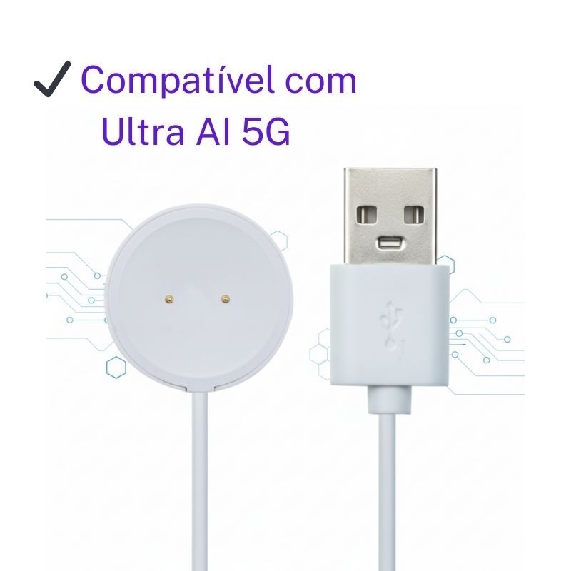 Cabo Carregador Magnético Original Microwear Ultra AI 5G – Indução USB | Pronta Entrega