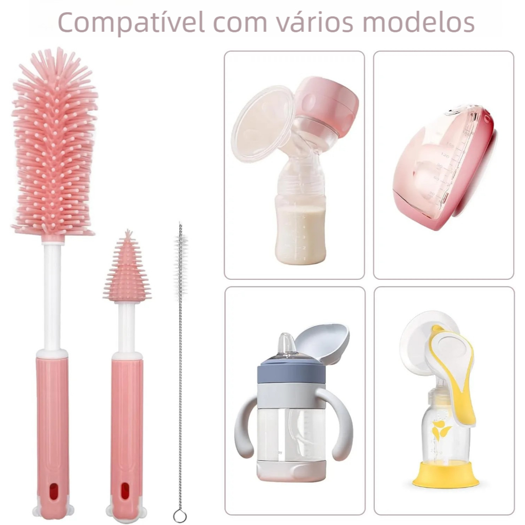 Escova 360° Silicone Pequena - Kit Limpeza Mamadeira em Oferta na Shopee