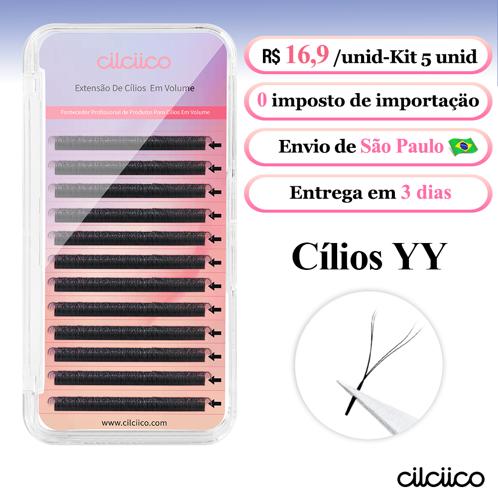 Cilciico Cílios YY 0.07mm D Volume Brasileiro Kit 4 CX Atacado Envio de SP Natural Para Extensão