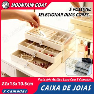 Porta Joia Acrílico Luxo Com 3 Camadas Brinco Anel Compartimento caixa de armazenamento de jóias em Oferta na Shopee