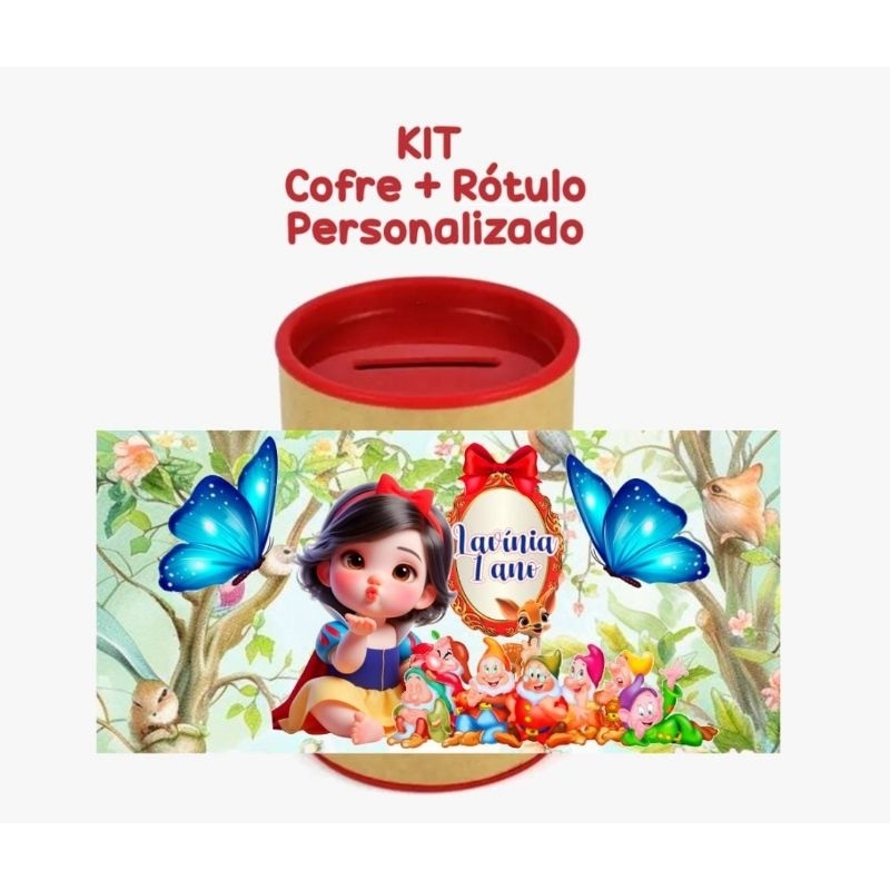 Cofrinho + Rótulo Personalizados Branca de Neve Baby Lembrancinha Festa Infantil em Oferta na Shopee
