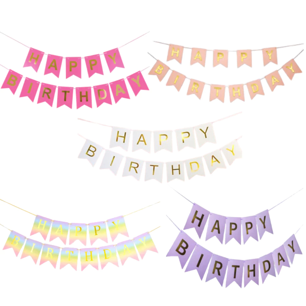Bandeira Happy Birthday Pequena Faixa Decorativa Colorida Bandeirola Varal de Letras Festa