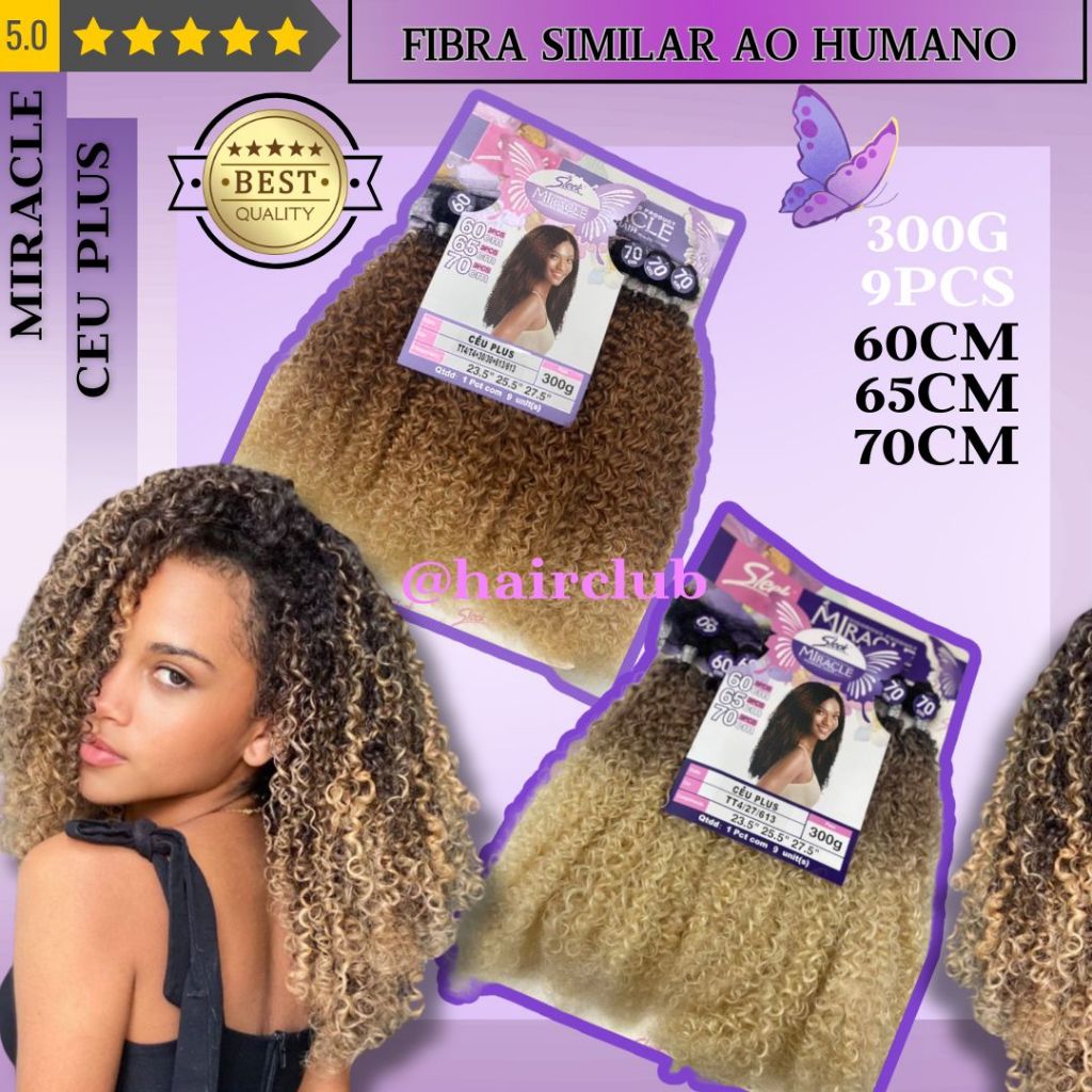 Cabelo Cacheado Miracle CéU Plus  Human Hair 320g Vario Cores em Oferta na Shopee