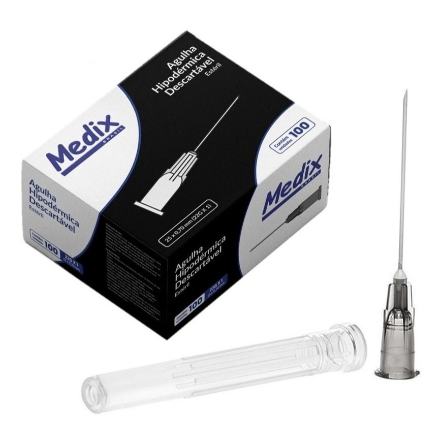 Agulha Descartável 25x 0,70mm (22g) Caixa C/100 Un Medix em Oferta na Shopee