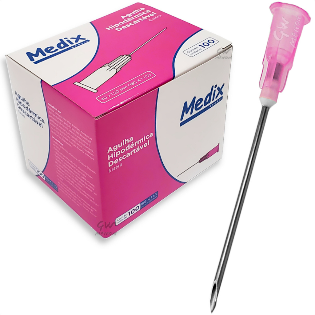 Caixa 100 Agulha Hipodermica Rosa 18g 40x12 Mm Seringa Luer Capacidade Em Volume 1 Ml em Oferta na Shopee