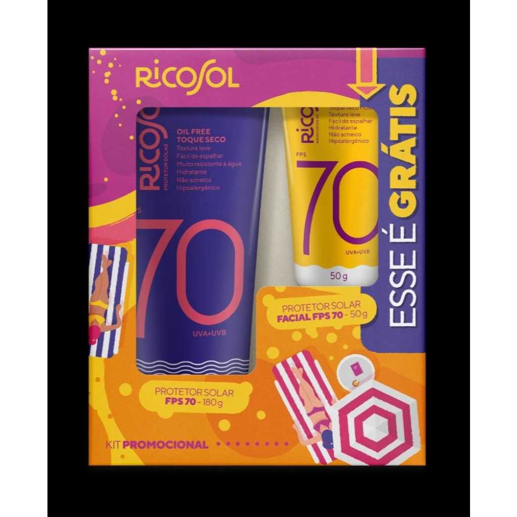 Ricosol Kit Protetor Solar FPS 70 - Corpo e Rosto em Oferta na Shopee
