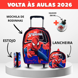 Kit Mochila Lancheira Infantil de Rodinhas Homem Aranha em Oferta na Shopee
