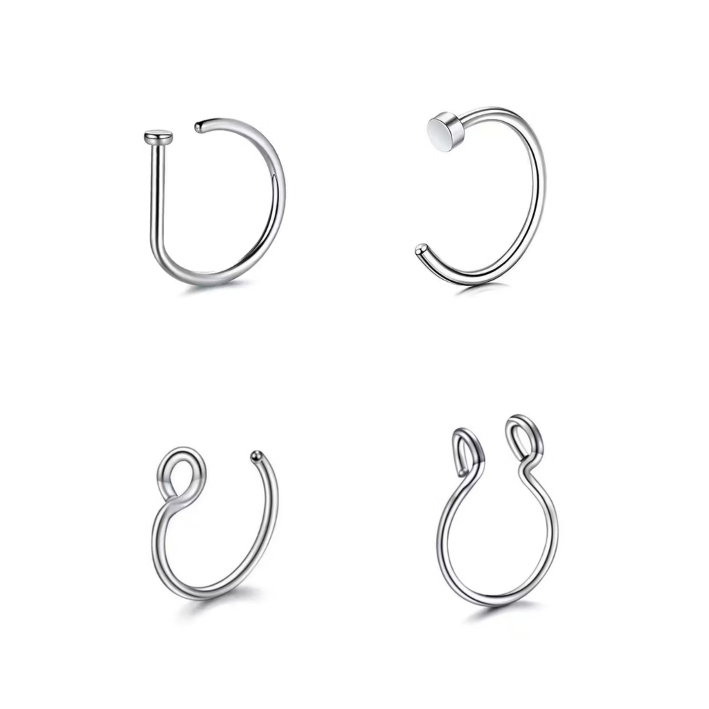 1 Piercing fake falso nariz Aço cirugico pressão não precisa de furo em Oferta na Shopee