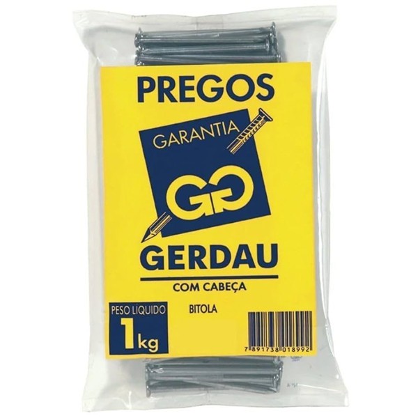 PREGO COM CABEÇA 1.1/2”x13 (15X18) 1KG GERDAU
