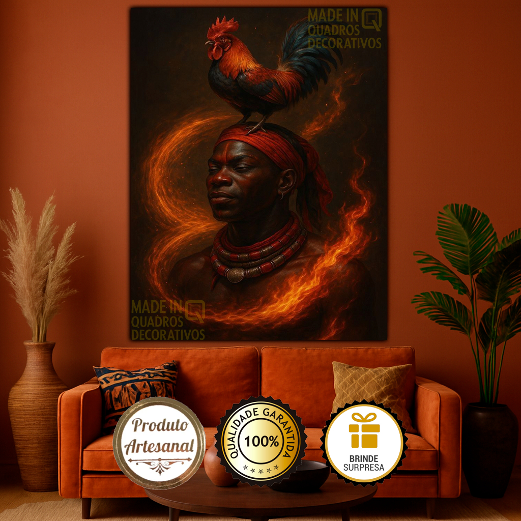 Quadro Orixá Exú, Candomblé, Umbanda, Esú, Bara Decoração Altar Assentamento Cores Vivas e Vibrantes