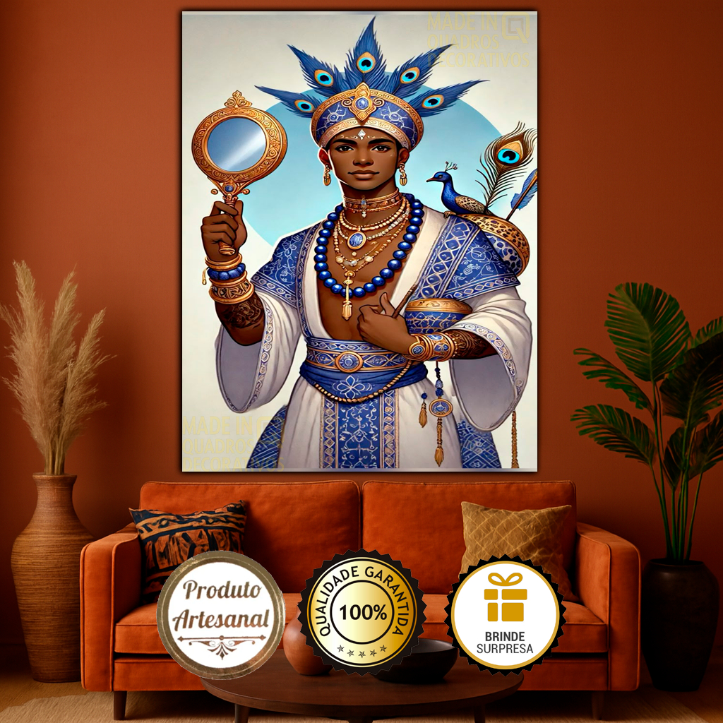 Quadro Decorativo Orixá Logunedé, Umbanda Candomblé, Decoração Elegante Para Altar Assentamento Afro