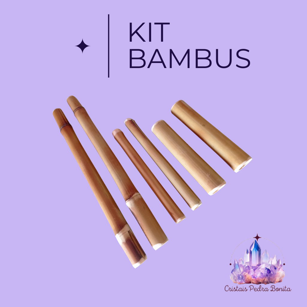 Kit Bambuterapia com 6 Peças Bambus para Massagem Relaxante