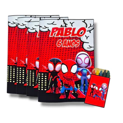 Livrinho de Colorir + Giz de Cera Personalizado Tema Spidey
