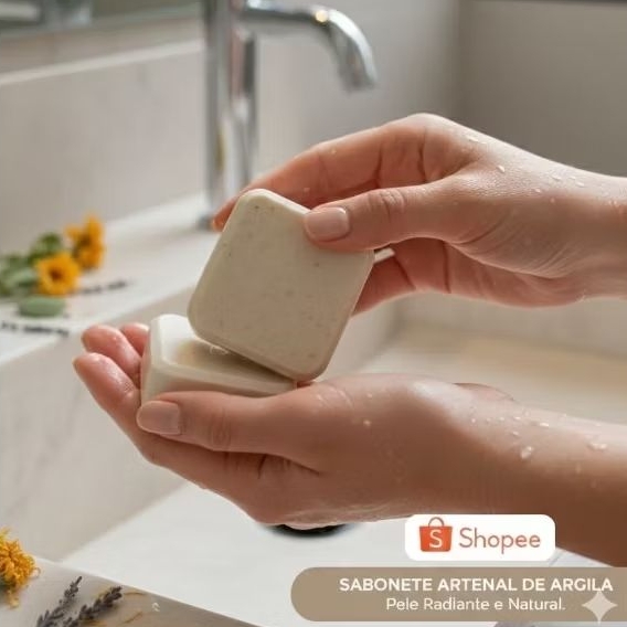 Sabonete clareador anti acne argila branca com dolomita natural 70g UN cuidados com a pele skin care